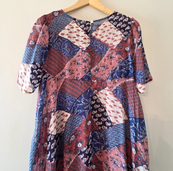 Melloday Patchwork Boho Hippie Casual Mini Dress Size Large - Picture 9 of 12